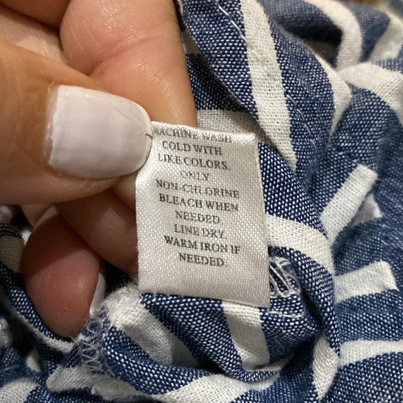 Given Kale Dress Size M Cotton Blue/White Print Button Down V-Neck Tunic Stripe - Picture 10 of 10